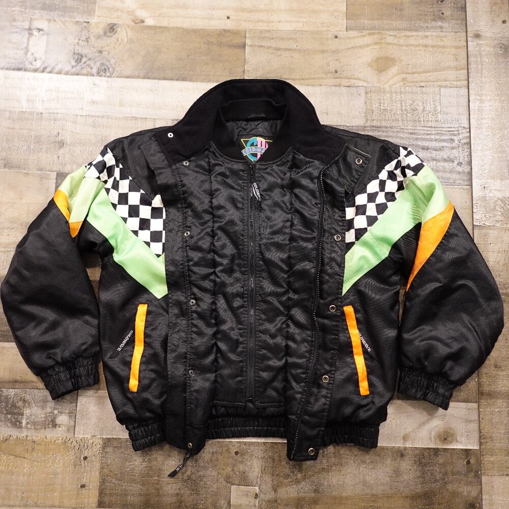 Cold Wave Vintage Ski Jacket Men’s M-S Black Green Checkered Insulated 90s